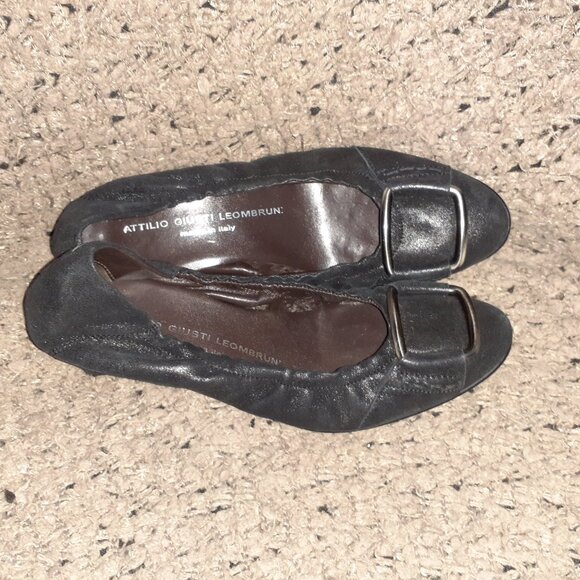 ATTILIO GIUSTI LEOMBRUNI-AGL-Black Metallic Sheen Nubuck-Buckle-Sz37.5-Near Mint - Picture 7 of 8